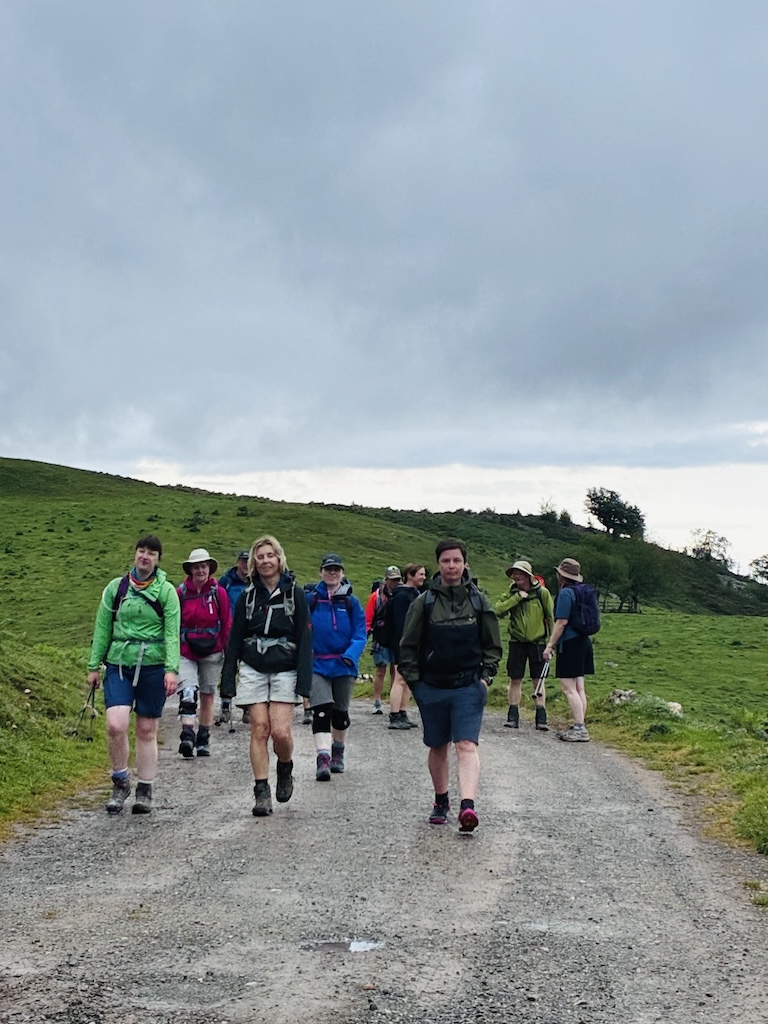 Hikers hiking in picos de europa
